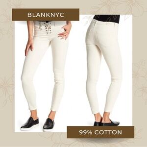 BLANKNYC Lace-Up Skinny Jeans - Cream